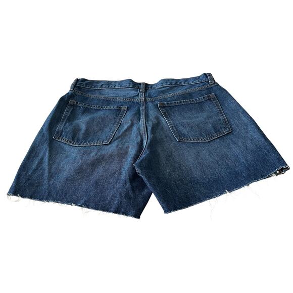 OLD NAVY HI-RISE SLOUCHY STRAIGHT RAW HEM SHORTS, WOMENS-12-DENIM BLUE, MID-LGTH - Picture 7 of 12